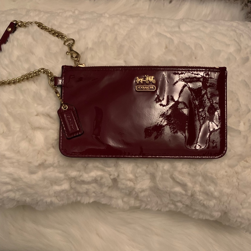 Coach patent letter wristlet